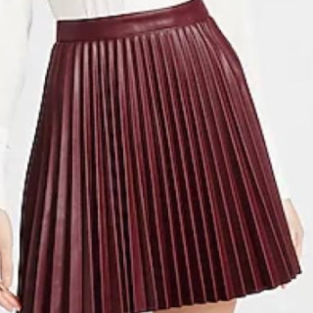 Isabel Lu Leather Pleated Skirt NWT